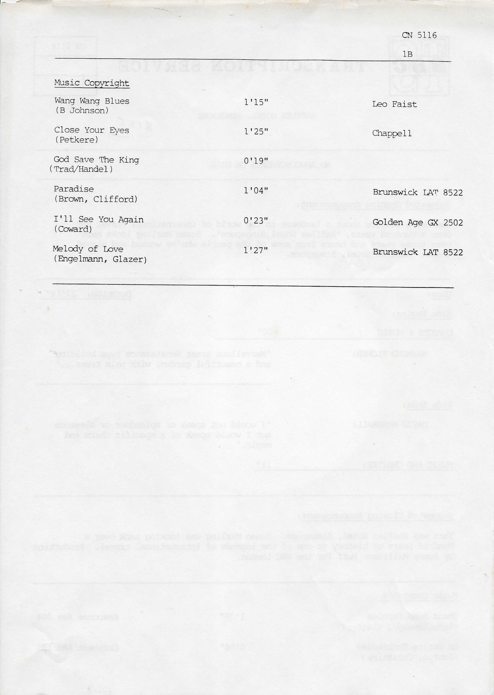 Inserts from CN 5116